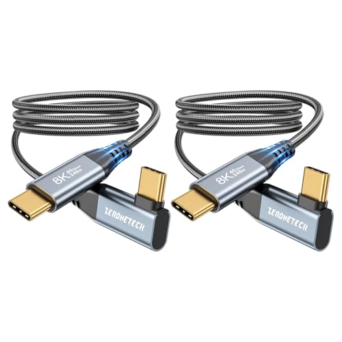 USB C Monitor Cable 8K@60Hz/4K@144Hz, Right Angle Display Video Output, 40Gbps High Speed Data Transfer, USB C 3.2 Gen 2×2, 240W Fast Charge for iPhone 16, MacBook Pro, iPad, Lenovo – 5FT – Enhanced Compatibility and Speed