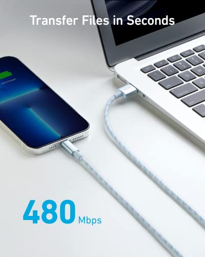 Anker 6 ft Durable Double-Braided Nylon Lightning Cable – Apple MFi Certified for Fast Charging and Data Transfer with i Phone and i Pad Compatibility – Premium Quality Accessory for Reliable Performance (Black)