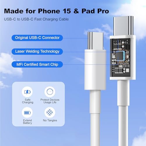 Ultimate Fast Charging Kit for i Phone 16 & Samsung Galaxy – 10 FT USB-C Charger Cable with High-Speed Type C Block – Universal Compatibility for i Phone 16/15/Plus/Pro/Pro Max & Samsung S24/S23/S22/S21 – Reliable, Durable, and Efficient Charging Solution for All Your Devices