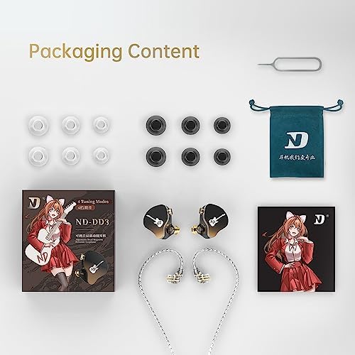 ND-DD3 Hi-Fi Adjustable Dual Magnetic Earphones – Premium Customizable In-Ear Monitors with 4 Sound Profiles, Detachable 2-Pin Cable, Integrated Microphone, and Superior Audio Quality for Discerning Audiophiles – Sleek Black Wired Headphones for Everyday Comfort and Versatility