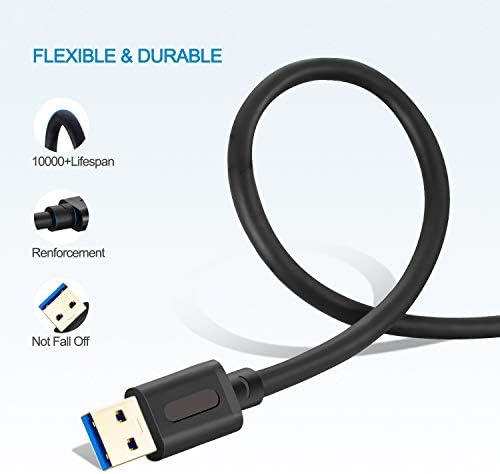 Premium USB 3.0 Male to Male Cable – 25 Ft High-Speed Data Transfer Solution with Gold-Plated Connectors for Enhanced Connectivity – Ideal for Hard Drive Enclosures, DVD Players, and Laptop Coolers – Versatile, Durable, and Fast Performance