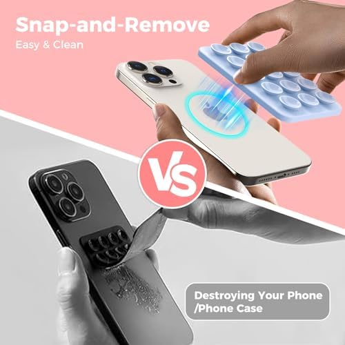 AHASTYLE Silicone Suction Phone Case Stand for iPhone 16/15/14/13/12 Series, Magnetic Suction Cup Phone Mount for iPhone MagSafe Phone Case, Mirror Shower Phone Holder, for TikTok Videos and Selfies – Enhanced Compatibility and Speed