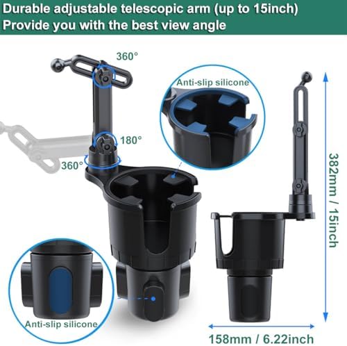 Revolutionary Magnetic Car Cup Holder Phone Mount with Expander – Cuxwill 2 Pack for Mag Safe Compatibility, Perfect for i Phone 15 and All Smartphones, Conveniently Holds 10-40 oz Drink Bottles – Ultimate Hands-Free Driving Solution and Enhanced Stability