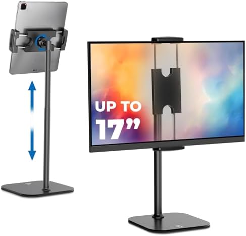 Height Adjustable Cooper Tab Stand – Premium Aluminum Alloy Tablet Holder & Portable Monitor Stand for i Pad, Pro, Air, Mini & Kindle – Versatile Design in Sleek Night Black for Enhanced Comfort and Productivity