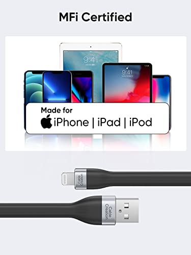 Compact 15 cm MFi Certified Lightning Charging Cable for i Phone & i Pad – Fast Charge Compatibility with i Phone 14/14 Pro Max/13/12/12 Pro/11/X/XR/8/8 Plus/7/6 S/6/SE – Durable & Travel-Friendly USB to Lightning Cable for On-the-Go Power Solutions – Premium Quality Design for Enhanced Performance and Reliability