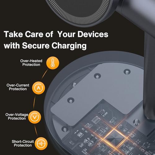 IVANKY Qi2 Certified 4-in-1 Wireless Charging Stand with Adjustable Nightstand Light – Fast Charge for i Phone 16/15/14, Apple Watch, and Air Pods – Sleek Design with Enhanced Safety Features and Magnetic Stability for Tangle-Free Convenience