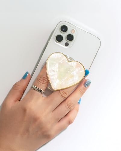Chic Natural Seashell Heart-Shaped Phone Grip and Stand – Elegant Crème Mobile Accessory for Smartphones and Tablets – Ideal Collapsible Holder for Trendsetters Seeking Style and Functionality – Durable, Portable Design for Effortless Hands-Free Viewing