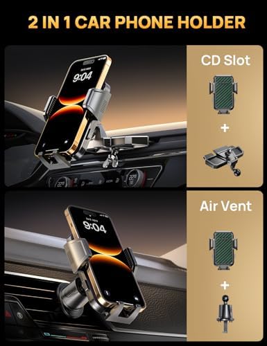 Universal CD Slot Car Phone Mount by GUANDA TECHNOLOGIES – Premium Adjustable Anti-Slip Holder for i Phone & Android Devices with Versatile Air Vent Clip for Safe Navigation and Enhanced Accessibility