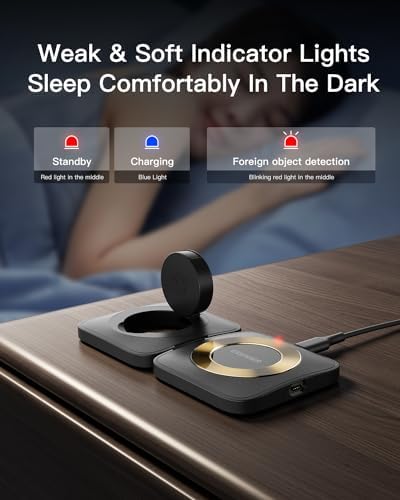 Magnetic 3-in-1 Detachable Wireless Charging Station for Apple Devices – Fast Charging Solution for i Phone 15/14/13/12, Air Pods Pro/2/3, and Apple Watch – Space-Saving, Portable Design for Effortless Device Management
