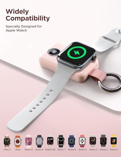 JOYROOM 2000 m Ah Magnetic Wireless Charger for Apple Watch – Compact Keychain Travel Essential for Series 10-2 with Enhanced Speed and Durability, Sleek Black Design for On-the-Go Power Solutions