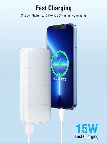 High-Capacity 15,000 m Ah Portable Charger Power Bank – Dual USB Fast Charging for Smartphones & USB Devices – Compact White Design with Safety Features for On-the-Go Power Solutions