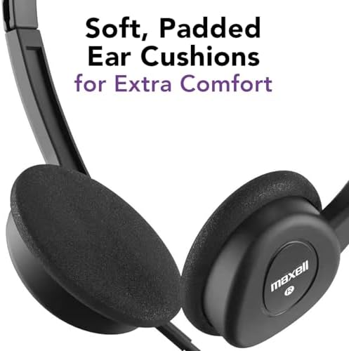 Maxell Teachers 24-Pack Stereo Headphones – Superior Comfort & 6-Foot Wired Flexibility for Classrooms, Padded Ear Cushions for Extended Use, Adjustable Headband for All Sizes, Lightweight Design for Effortless Portability, Durable Audio Solution Tailored for Educational Excellence