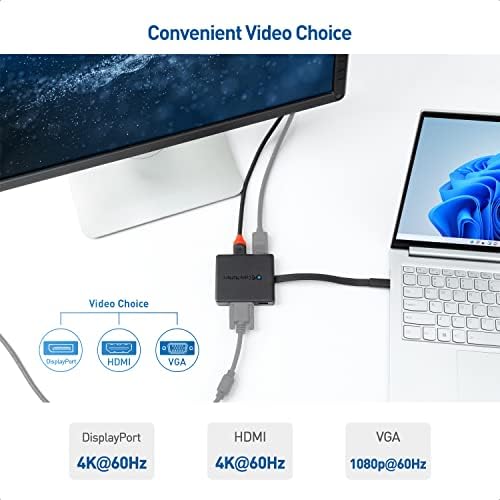 High-Performance Cable Matters USB C Hub with HDMI, Display Port & VGA – Multiport Adapter for Seamless Connectivity | Fast Ethernet & 60 W Charging | Compatible with Thunderbolt 3, USB4, Mac Book Pro, Dell XPS & More – Enhance Your Workspace Today!