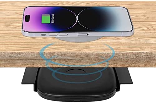 Transform Your Charging Routine with the Nii TTER 1.57″ Invisible Wireless Charger – Under Desk Fast Charging Solution for i Phone 12-16 & Samsung Galaxy S21-S25 (Adapter Included) – Space-Saving Design for a Clutter-Free Environment and Quick Power Boosts
