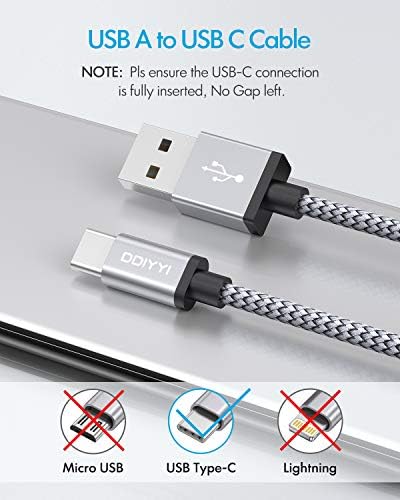 USB Type C Cable 5Pack (3/3/6/6/10FT), Nylon Braided USB C Cable Fast Charger Cord for iPhone 16/15, Samsung Galaxy S24 S23, LG V30 V20 G5 G6, PS5, Google Pixel, Redmi, HTC – Enhanced Compatibility and Speed