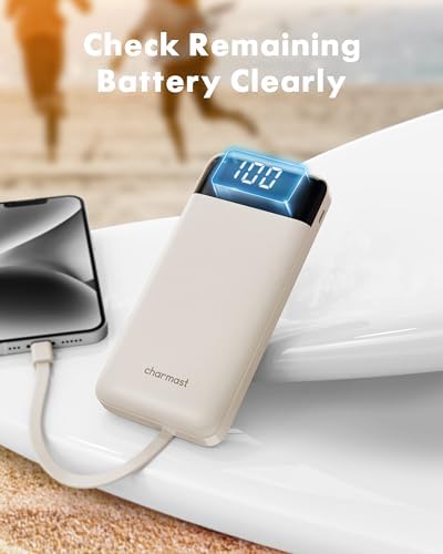 Sleek 10,000 m Ah Multi-Device Portable Charger with Built-In Cables – High-Speed 3 A Power Bank for i Phone, Samsung, Pixel, LG, Moto, i Pad – Ultimate Travel Essential with 6 Outputs for Effortless Charging on the Go