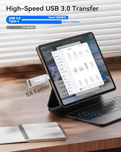 256 GB Lightning & USB-C Flash Drive for i Phone/i Pad – Ultra-Fast USB 3.0 Memory Stick for Effortless Photo & Video Backup – Plug & Play External Storage Solution (Sleek Silver Design) – Perfect for Seamless Data Management and Expansive Memory Needs