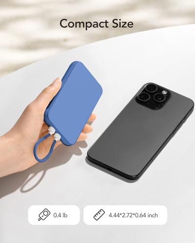 Charmast 10000 m Ah Slim Power Bank – 20 W Fast Charging Portable Charger with Removable Cable for i Phone & Android – Lightweight Hand-Free Battery Pack with Digital Display for Effortless Travel Convenience