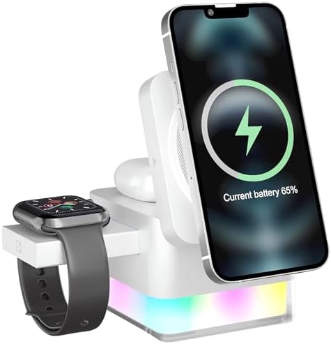 APSARAS 3-in-1 Wireless Charging Station for i Phone 16/15/14/13/12, Air Pods & Apple Watch Series S11 – Stylish Mag Safe Compatible Dock with Enhanced Speed and Safety Features for Clutter-Free Charging Solutions