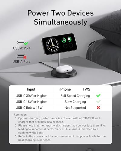 Anker Mag Safe 2-in-1 Charging Station for i Phone 16 and Air Pods Pro – Qi2 Certified 15 W Max Wireless Charger Stand in Sleek Black – Fast Charging Compatibility for i Phone 12/13/14/15 – Effortless Magnetic Alignment for Ultimate Convenience and Style