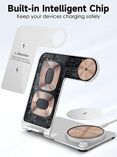 3-in-1 Aluminum Alloy Wireless Charging Station – 18 W Fast Charger for i Phone 15/14/13/12/11/Pro/Max/XS/XR/X/8, Apple Watch 9/8/7/6/5/4/3/2/SE & Air Pods Pro/3/2 – Sleek, Efficient, and Tangle-Free Solution for All Your Devices