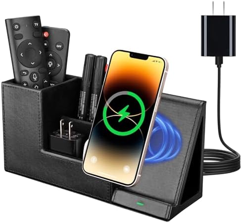 Ultimate Wireless Charging Station & Desk Organizer for i Phone 15/14/13/12/11 Pro Max & Samsung Galaxy S23/S22/S21/S20/Z Flip/Fold 5 – Fast Charging & Clutter-Free Workspace Solution with Premium Leather Finish for Enhanced Productivity