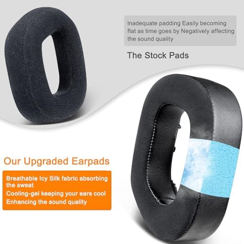 SOULWIT Premium Cooling-Gel Earpads for Corsair HS80 Max/HS80 USB Wired/HS80 RGB Wireless Headsets – High-Density Noise Isolation Foam for Enhanced Comfort and Immersive Gaming Experience – Effortless Installation and Sleek Black Design