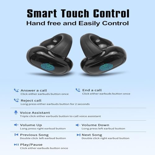 Revolutionary Wireless Open Ear Bluetooth Earbuds with Advanced AI Noise Cancelling – 30 Hours of Playtime, Touch Control Functionality & IPX4 Waterproof Rating for Active Lifestyles – Perfect for Sports, Running, and Workouts with Ultimate Comfort and Secure Fit