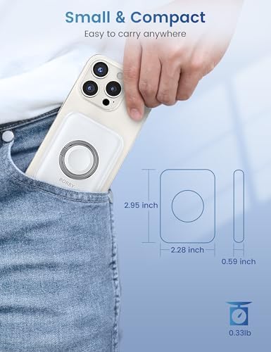 Mag Safe Portable Charger for i Phone & i Watch – RORRY 5000 m Ah Fast Charging Power Bank with Magnetic Attachment & Finger Ring – Compact Wireless Battery Pack for On-the-Go Convenience and Enhanced Device Compatibility