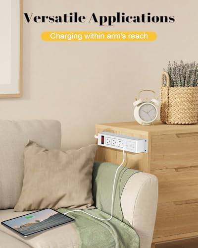 Kungfuking Wall-Mountable Power Strip with USB Ports – 6.56 FT Surge Protector Extension Cord Featuring 2 AC Outlets and Flat Plug Design for Enhanced Charging Flexibility and Device Safety
