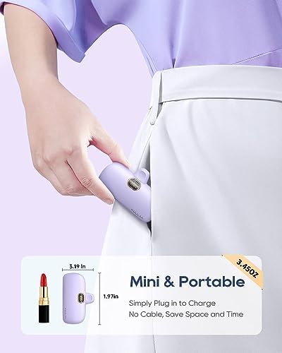 Compact 5000 m Ah Kuulaa Portable Charger for i Phone with Built-in Lightning Cable – Fast Charging Power Bank for i Phone 14/13/12/11/XR/XS/X/8/7/6 in Sleek White Design – Ultimate On-the-Go Charging Solution with Enhanced Compatibility