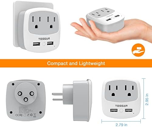 Ultimate TESSAN Type G UK Travel Plug Adapter with Dual USB Fast Charger Ports – Compact US to UK Power Converter for Effortless Global Connectivity in Scotland, London, Ireland, Kenya, Dubai & Qatar
