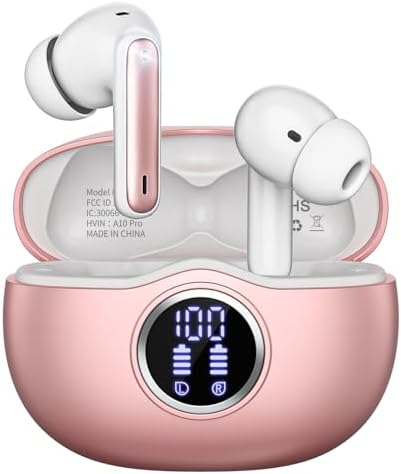 A10 Pro Wireless Earbuds – Advanced Bluetooth 5.3 Hi-Fi Stereo Headphones with 50 Hours Playtime, ENC Noise Cancellation for Superior Clarity, IPX7 Waterproof for Active Users, LED Battery Monitor – Ideal for Gym, Running, and Everyday Connectivity – Sleek Black Design
