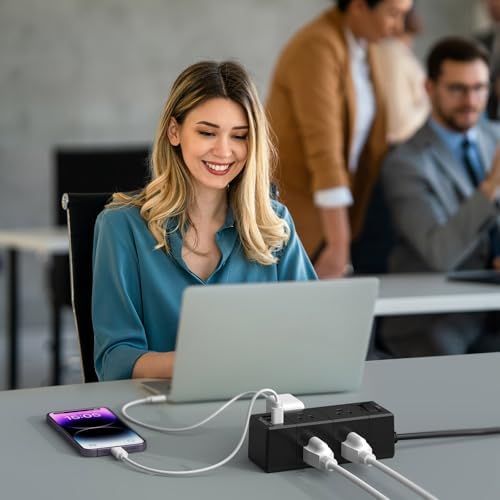 15 Ft Flat Plug Power Strip with 6 AC Outlets and 3 USB Ports – Tcstei Compact Extension Cord for Home, Office, and Dorm Room – Versatile ETL Certified Power Solution with Fast Charging and Space-Saving Design