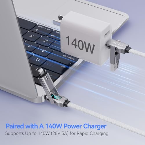 pzoz 4-in-1 USB C Fast Charging Cable with LED Status Display – Versatile Multi-Device Charger for i Phone 16/15/14 Pro Max, i Pad, Mac Book, Air Pods Pro, Samsung, and Google (60 W, 5 ft) – Streamlined Efficiency, Enhanced Durability, and Universal Compatibility for All Your Charging Needs