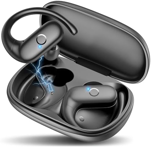 MOZOTER Wireless Sport Earbuds: Stylish Bluetooth Headphones with Enhanced Deep Bass, Secure Earhooks for Active Comfort, and Unmatched 60-Hour Battery Life – Ideal for Fitness, Meetings, and Everyday Use
