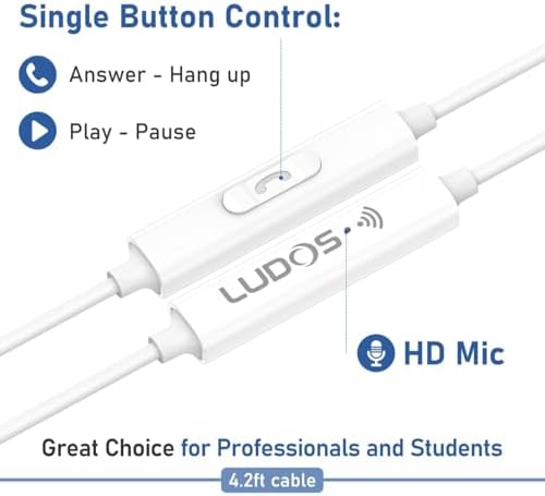 LUDOS Clamor Wired Earbuds – Premium Noise-Isolating In-Ear Headphones with Memory Foam Tips, Built-in Microphone, 5-Year Warranty – Perfect for i Phone and Samsung Users, Ideal for Students and Small Ears in Stylish Pink – Ultimate Sound Quality and Comfort for Everyday Use