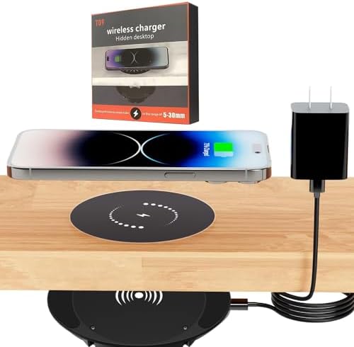 Revolutionize Your Charging Experience with the Hopopower Invisible Wireless Charger – Under Desk & Counter Station for i Phone 15/15 Plus/15 Pro Max/14 Pro/14 Pro Max/13, Featuring Quick Charge 3.0 Adapter for Ultra-Fast Power Delivery and Clutter-Free Design, Effortlessly Blending Style and Functionality in Any Workspace