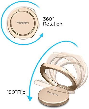 Spigen 360° Style Ring Grip – Versatile Phone Holder & Kickstand in Champagne Gold, Magnetic Car Mount Compatible, Durable Zinc Alloy & Stainless Steel for All Smartphones & Tablets