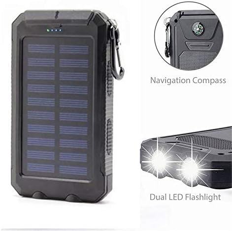 Ultimate Solar Power Bank for Samsung Galaxy A51 – 10000 m Ah Jet Black Backup Charger, Eco-Friendly Solar Rejuva Power Pack with Dual USB Ports for On-the-Go Charging, Perfect for Outdoor Adventures and Emergencies