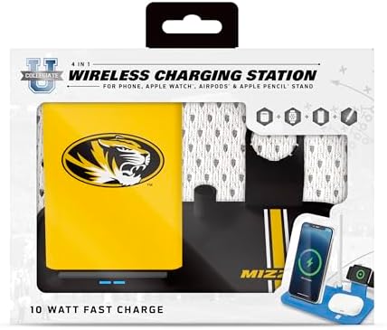 SOAR NCAA 4-in-1 Wireless Charging Docking Station: Rapid Charge Solution for i Phone, Apple Watch, Air Pods & Apple Pencil – Official NCAA Design for Ultimate Fan Experience and Device Compatibility