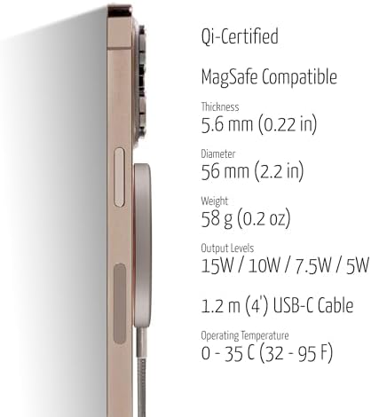 Dreem Empower Magnetic Wireless Charger Pad – High-Speed Mag Safe & Qi-Certified Charging Solution with Premium Vegan Leather Finish in Coffee – Effortless Device Alignment & Enhanced Overheat Protection for a Stylish, Tangle-Free Experience