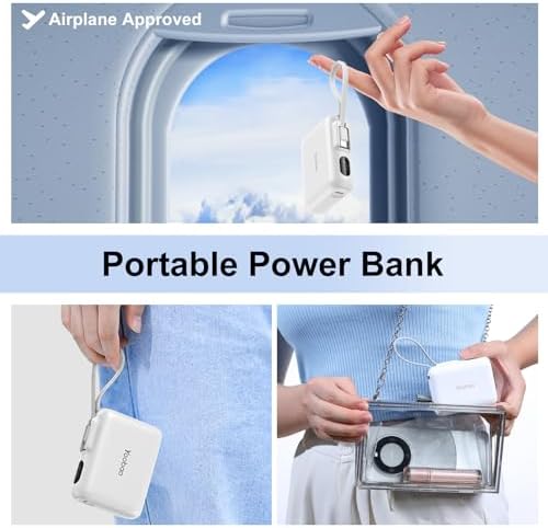 Yoobao 10,000 m Ah Portable Power Bank with Built-In USB C Cable – Fast Charging Battery Pack for i Phone 15/16 & Android Devices – Essential Travel Charger with LED Display for Ultimate Convenience and Compatibility