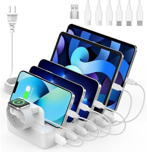 50 W Multi-Device Charging Station – High-Speed Six-Port USB Dock for Phones, Tablets, Kindles & Smartwatches – Fast Universal Charger for Home & Office Convenience – Declutter Your Charging Experience!