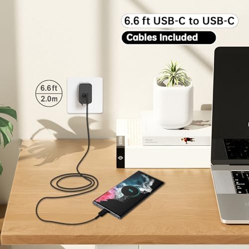 Dual 45 W USB-C Power Charging Duo with 26.6 ft Cable – High-Efficiency Fast Charger for Samsung Galaxy S25/S24/S23 Series, Tab S8 & All USB-C Devices – Ultimate Convenience for Mobile Professionals and Tech Enthusiasts