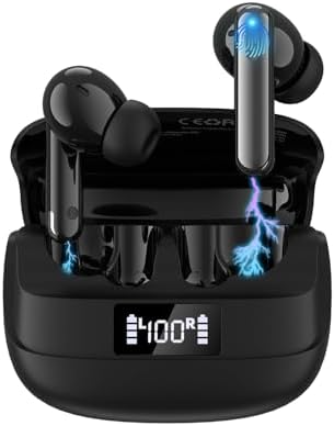 Premium Wireless Earbuds with Cutting-Edge Active Noise Cancellation & Powerful Deep Bass – Featuring 4-Microphone ENC for Crystal-Clear Calls, 40-Hour Playtime with LED Battery Indicator, IPX5 Waterproof Rating for Ultimate Durability, and Advanced Bluetooth 5.4 for Rapid Device Pairing – Perfect for Audiophiles and Professionals Seeking Exceptional Sound Quality and Performance