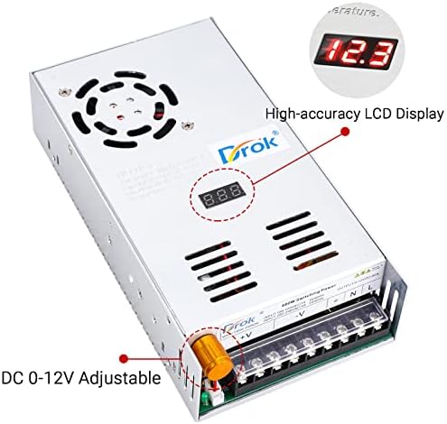 DROK 24 V Adjustable Power Supply – High-Efficiency AC to DC Converter for Reliable Power Delivery, 20 A 480 W Regulated Adapter Perfect for Computer Labs and Versatile Electronic Applications, Adjustable 5 V to 24 V Voltage Transformer for Enhanced Performance and Compatibility