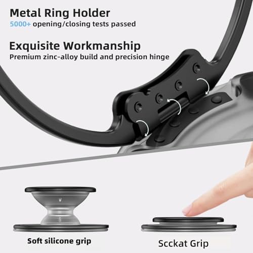 AUROX Magnetic Phone Grip for i Phone 12-16 Series – Transparent White Expandable Holder with Adjustable Kickstand for Secure, Hands-Free Viewing – Ultimate Comfort and Style in Mobile Accessories