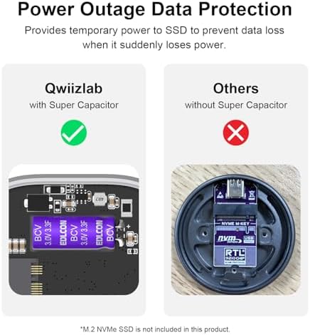 Qwiizlab Magnetic NVMe SSD Enclosure for i Phone 16/15 Pro Max – 10 Gbps USB Type-C Adapter with Kickstand, Supports PCIe M.2 M-Key up to 2 TB, Durable Aluminum Case with 100 W PD Charging Capability – Ultimate Storage Solution for Creatives and Professionals