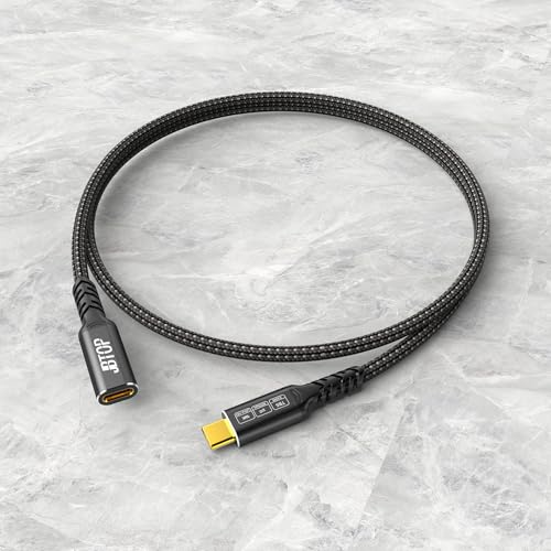 Innovative L-Shaped USB C Extension Cable (2 Pack, 6.6 Ft) – 240 W Power Delivery, 40 Gbps High-Speed Data Transfer, Durable Nylon Braided Design for i Phone 16, i Pad, Mac Book & Mag Safe – Optimal Flexibility for Tightly Spaced Connections